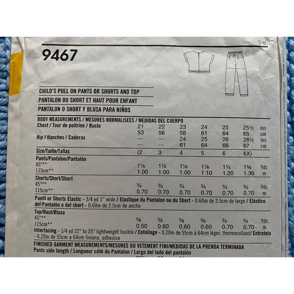 Simplicity sewing pattern  9467 kids top pants shorts - Picture 4 of 5